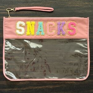 Large Clear Snack Zipper Pouch, Pink - Never used!